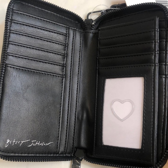 Betsey Johnson Black Faux Leather ZA Wallet Quilted Heart & Geometric Design NWT - Picture 11 of 16